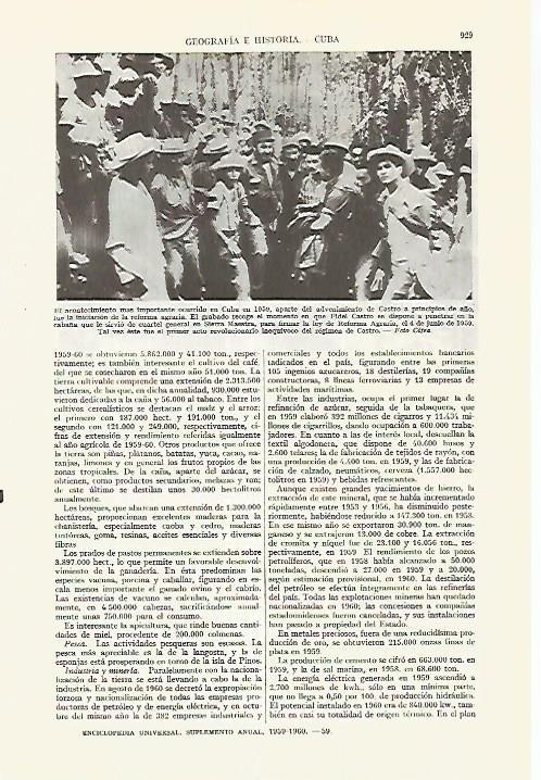 LAMINA ESPASA 27677: Reforma Agraria de 1959 en Cuba