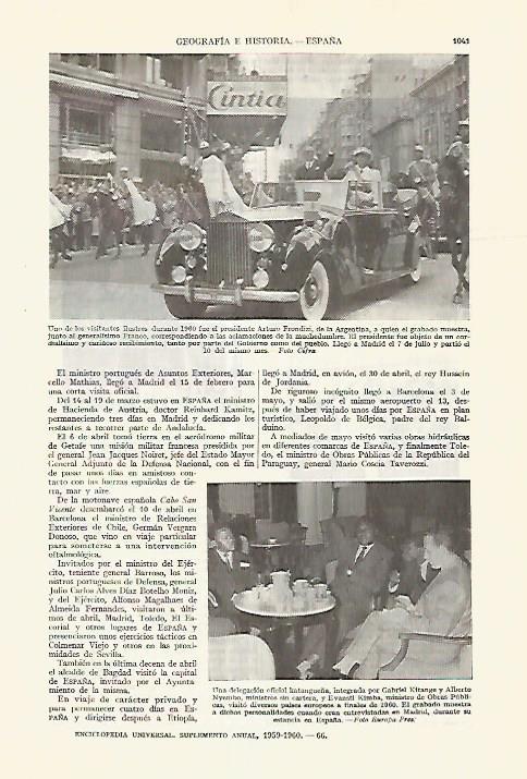 LAMINA ESPASA 27695: Arturo Frondizi en su visita a Madrid en 1960