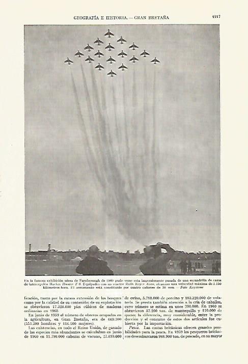 LAMINA ESPASA 27709: Exhibicion aerea de Farnborough en 1960