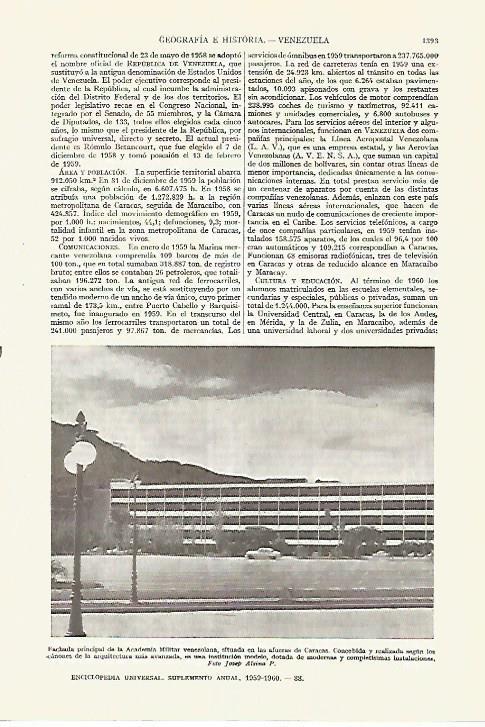 LAMINA ESPASA 27740: Academia Militar de Venezuela en Caracas