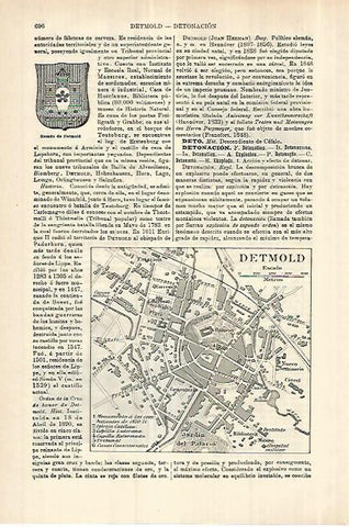 LAMINA ESPASA 27805: Plano y escudo de Detmold Alemania