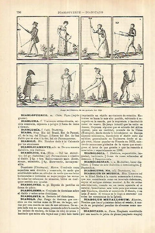 LAMINA ESPASA 27819: Juego del Diabolo grabado de 1808