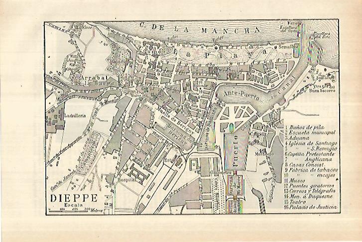 LAMINA ESPASA 27840: Plano de Dieppe Francia