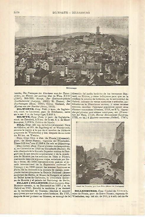LAMINA ESPASA 27853: Vista de Dillenburg Alemania