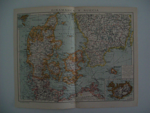 LAMINA ESPASA 27854: Mapa de Dinamarca y Suecia
