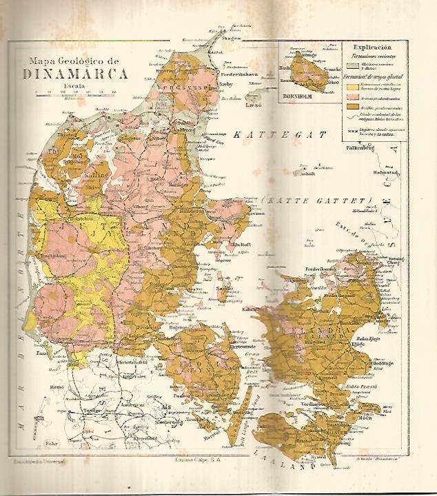 LAMINA ESPASA 27855: Mapa geologico de Dinamarca