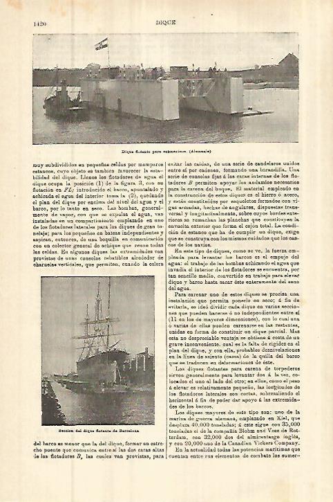 LAMINA ESPASA 27880: Dique flotante de Barcelona