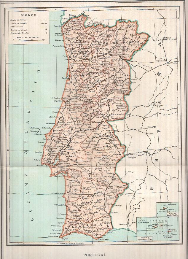 Lamina/sheet/feuille COLOR numerada 17: Mapa de Portugal