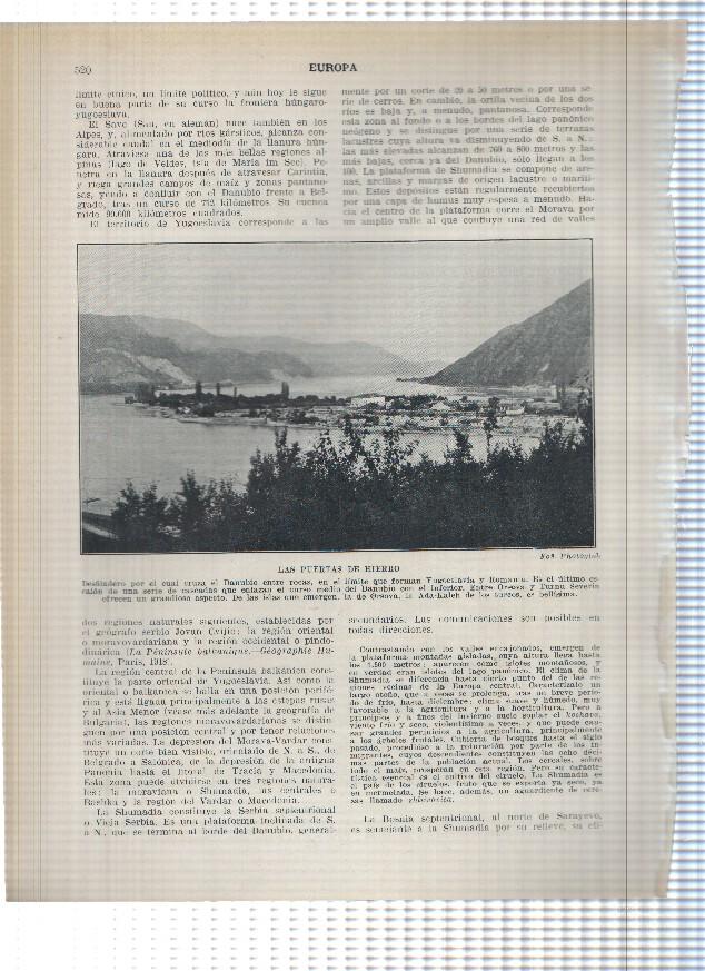 Lamina/sheet/feuille numerada 519/520: Yugoslavia: Desfiladero de Chachack y las puertas de hierro