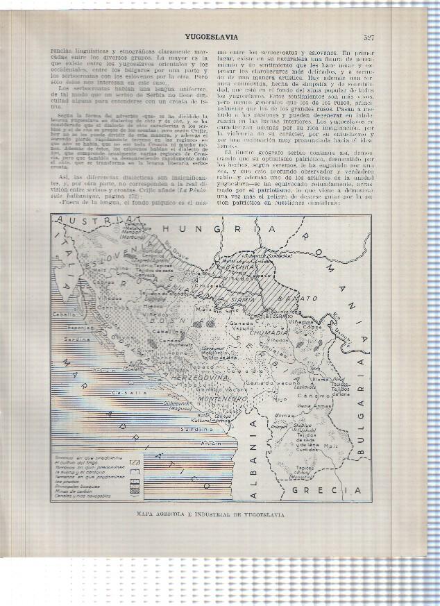 Lamina/sheet/feuille numerada 527/528: Yugoslavia: Mapa agricola e industrial y Plano de Belgrado
