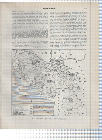 Lamina/sheet/feuille numerada 527/528: Yugoslavia: Mapa agricola e industrial y Plano de Belgrado