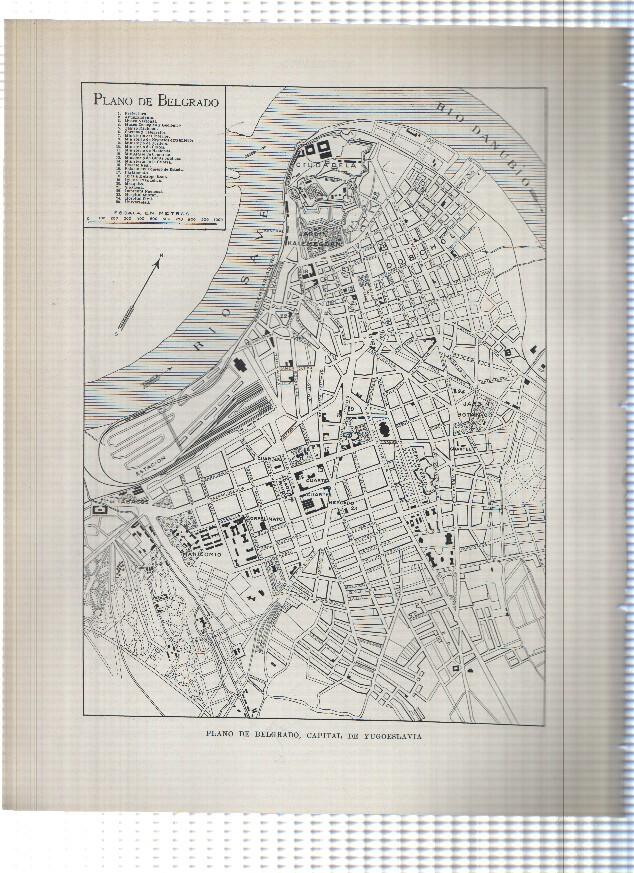 Lamina/sheet/feuille numerada 527/528: Yugoslavia: Mapa agricola e industrial y Plano de Belgrado
