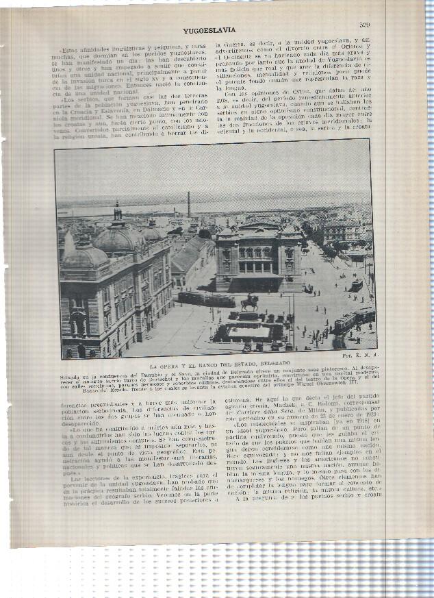 Lamina/sheet/feuille numerada 529/530: Yugoslavia: La opera y el banco del estado , La Universidad, Nuevo palacio Real en Belgrado y 