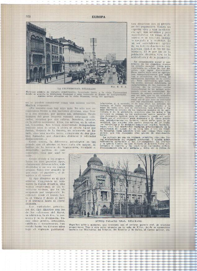 Lamina/sheet/feuille numerada 529/530: Yugoslavia: La opera y el banco del estado , La Universidad, Nuevo palacio Real en Belgrado y 