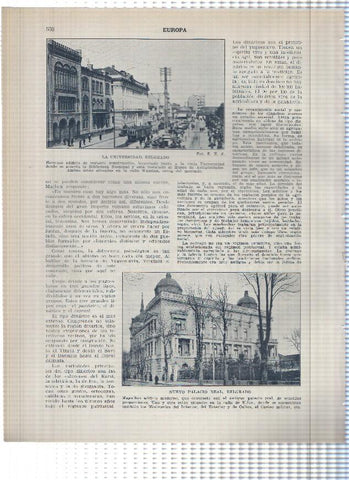 Lamina/sheet/feuille numerada 529/530: Yugoslavia: La opera y el banco del estado , La Universidad, Nuevo palacio Real en Belgrado y 