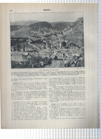 Lamina/sheet/feuille numerada 535/536: Yugoslavia: Puente de Alifakovaz en Sarayevo, Vista de Travnik