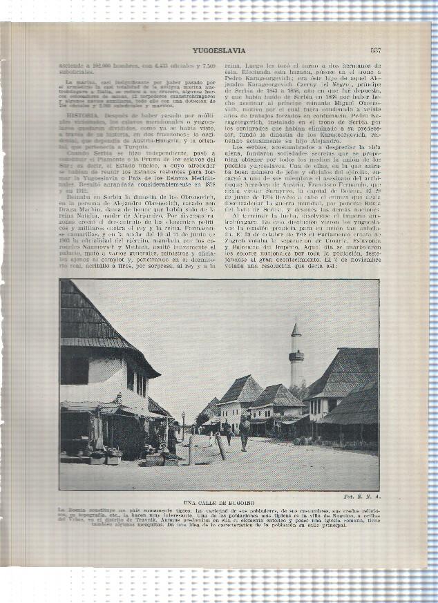 Lamina/sheet/feuille numerada 537/538: Yugoslavia: Calle de Bugoino, vista de Cetinia