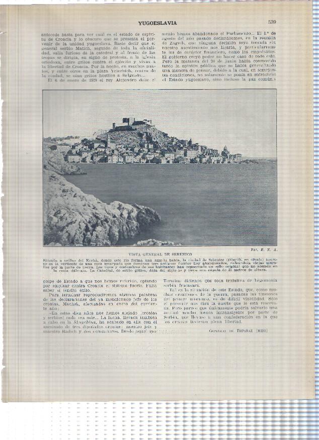 Lamina/sheet/feuille numerada 539/540: Yugoslavia: Vista de Sebenico, Albania: vista general