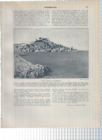 Lamina/sheet/feuille numerada 539/540: Yugoslavia: Vista de Sebenico, Albania: vista general