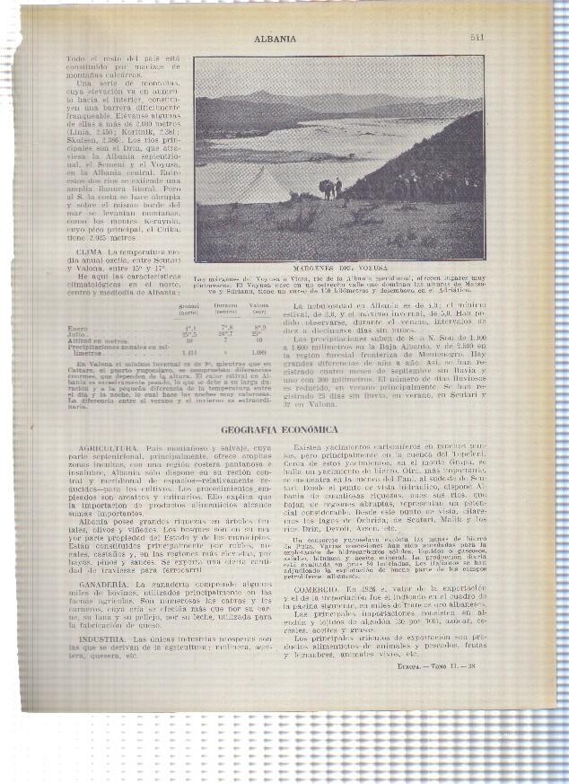 Lamina/sheet/feuille numerada 541/542: Albania: Margenes del Voyusa, Mapa agricola e industrial
