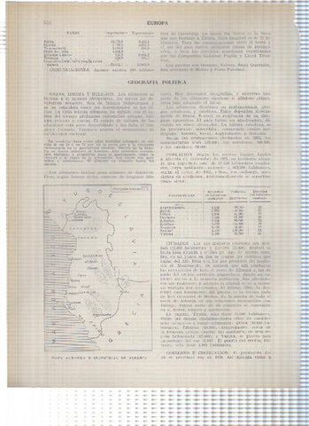 Lamina/sheet/feuille numerada 541/542: Albania: Margenes del Voyusa, Mapa agricola e industrial