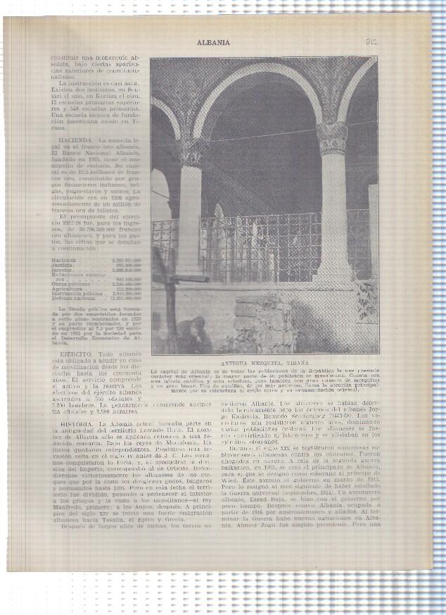 Lamina/sheet/feuille numerada 543/544: Albania: antigua Mezquita de Tirana Calle de Escutari