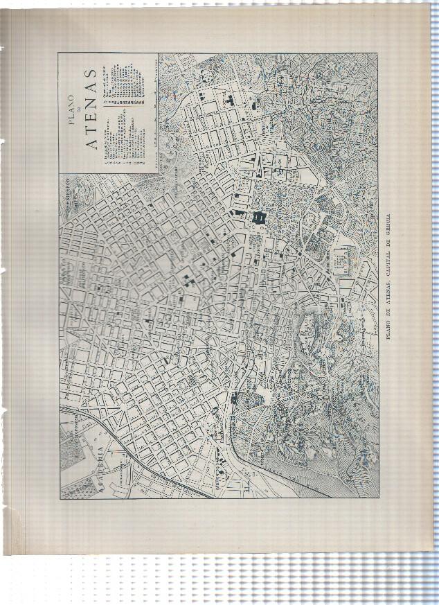 Lamina/sheet/feuille numerada 551/552: Grecia: Plano de Atenas y vista de Atenas