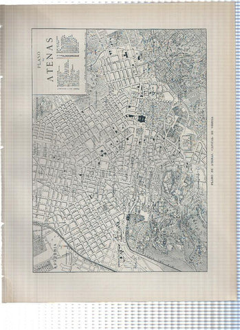 Lamina/sheet/feuille numerada 551/552: Grecia: Plano de Atenas y vista de Atenas