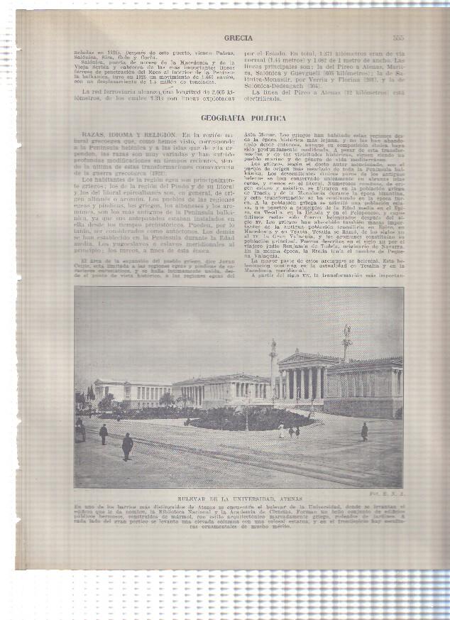 Lamina/sheet/feuille numerada 555/556: Grecia: Bulevar de la Universidad y Iglesia Metropolitana en Atenas