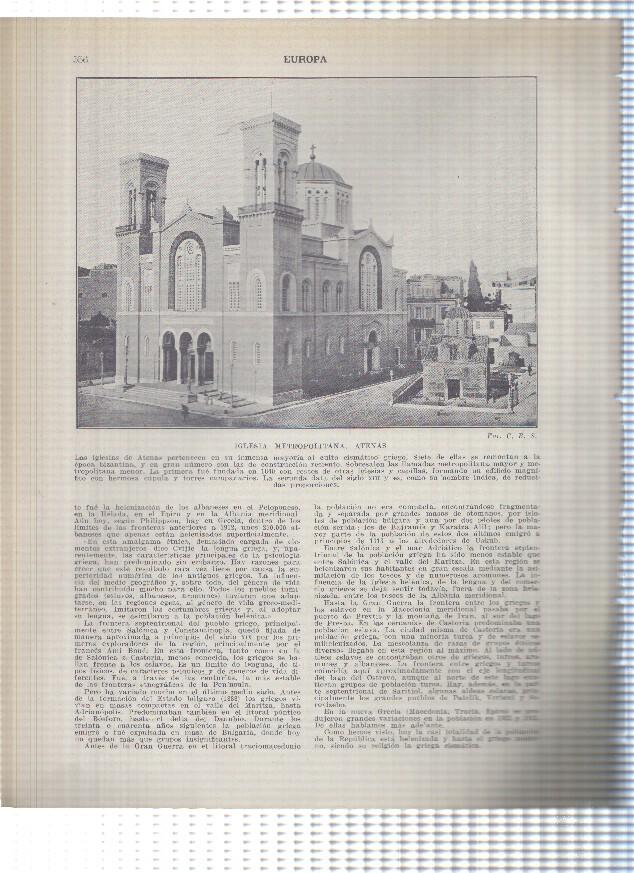 Lamina/sheet/feuille numerada 555/556: Grecia: Bulevar de la Universidad y Iglesia Metropolitana en Atenas