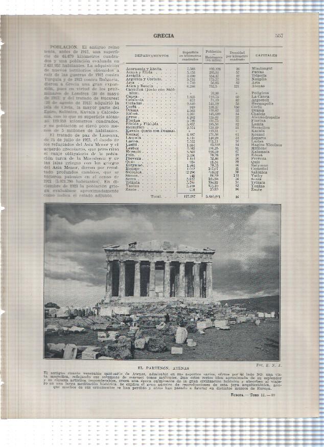 Lamina/sheet/feuille numerada 557/558: Grecia: El Partenon y Puerto del Pireo