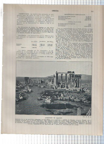 Lamina/sheet/feuille numerada 561/562: Grecia: Acropolis de Eleusis y Puerta de los leones en Micenas