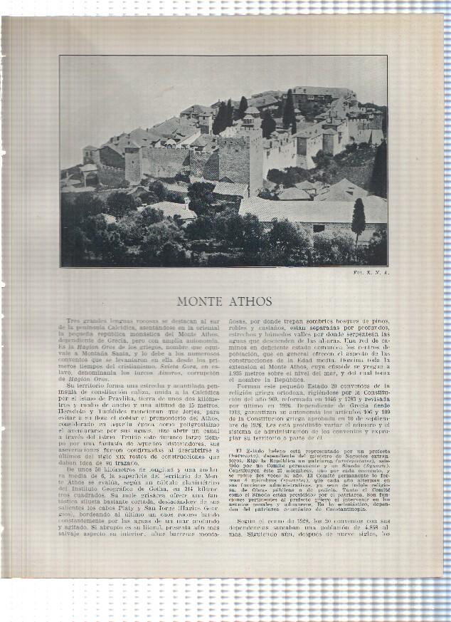 Lamina/sheet/feuille numerada 565/566: Monte Athos: Vista y Monasterio de San Dionisio