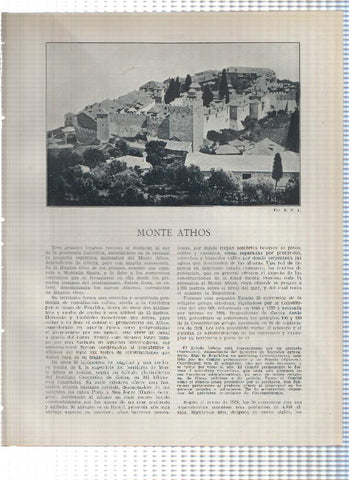 Lamina/sheet/feuille numerada 565/566: Monte Athos: Vista y Monasterio de San Dionisio