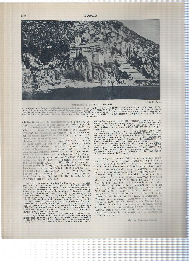 Lamina/sheet/feuille numerada 565/566: Monte Athos: Vista y Monasterio de San Dionisio