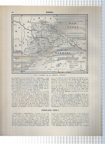 Lamina/sheet/feuille numerada 567/568: Turquia Europea: Vista Estambuel y Mapa Politico