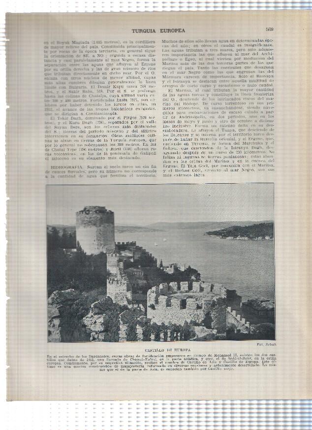 Lamina/sheet/feuille numerada 569/570: Turquia Europea: Castillo de Europa y Santa Sofia en Constantinopla