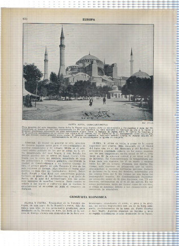 Lamina/sheet/feuille numerada 569/570: Turquia Europea: Castillo de Europa y Santa Sofia en Constantinopla