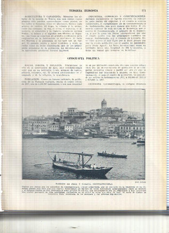 Lamina/sheet/feuille numerada 571/572: Turquia Europea: Barrio de Pera y Galata en Constantinopla