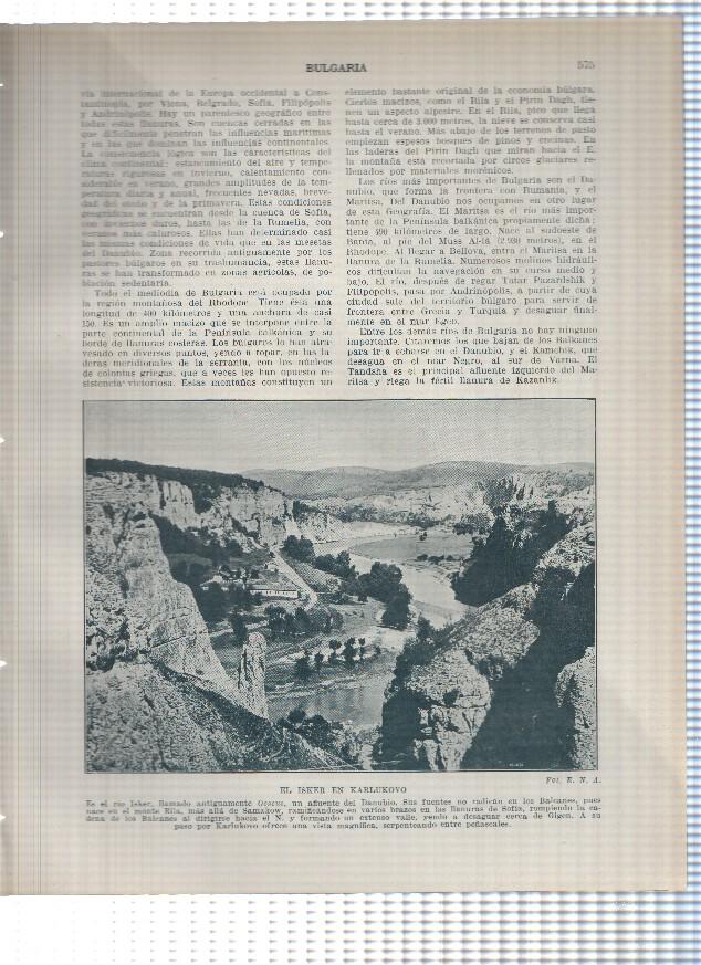 Lamina/sheet/feuille numerada 575/576: Bulgaria: El Isker en Karlukovo y Mapa agricola e industrial