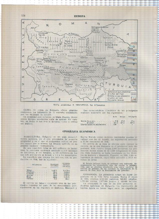 Lamina/sheet/feuille numerada 575/576: Bulgaria: El Isker en Karlukovo y Mapa agricola e industrial