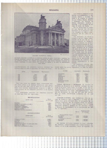 Lamina/sheet/feuille numerada 579/580: Bulgaria: Teatro Nacional y el Parlamento en Sofia