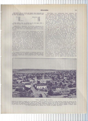 Lamina/sheet/feuille numerada 583/584: Bulgaria: Vista de Plevna y Molinos de viento en Misivria