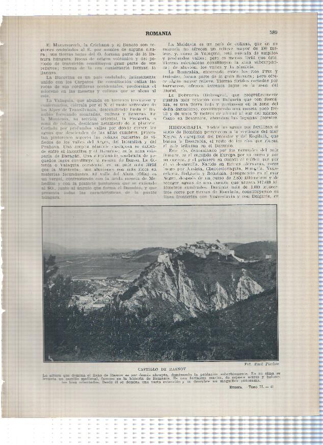 Lamina/sheet/feuille numerada 589/590: Romania: Castillo de Rasnov y Mapa agricola e industrial