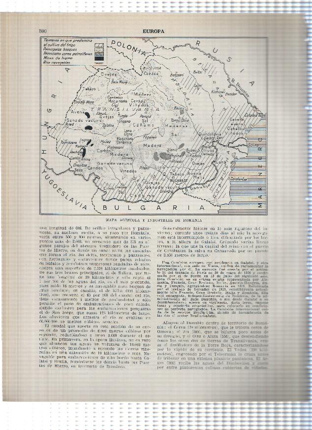 Lamina/sheet/feuille numerada 589/590: Romania: Castillo de Rasnov y Mapa agricola e industrial