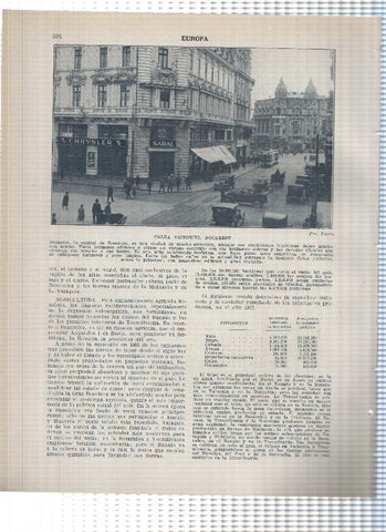 Lamina/sheet/feuille numerada 593/594: Romania: Plano de Bucarest y Calea Victoriel en Bucarest