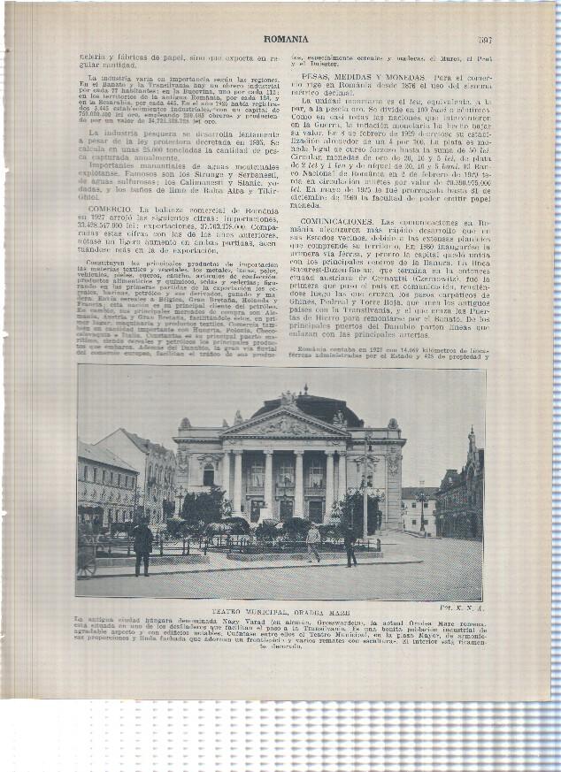 Lamina/sheet/feuille numerada 597/598: Romania: Teatro Municipal de Orade Mare y Ayuntamiento de Brasov
