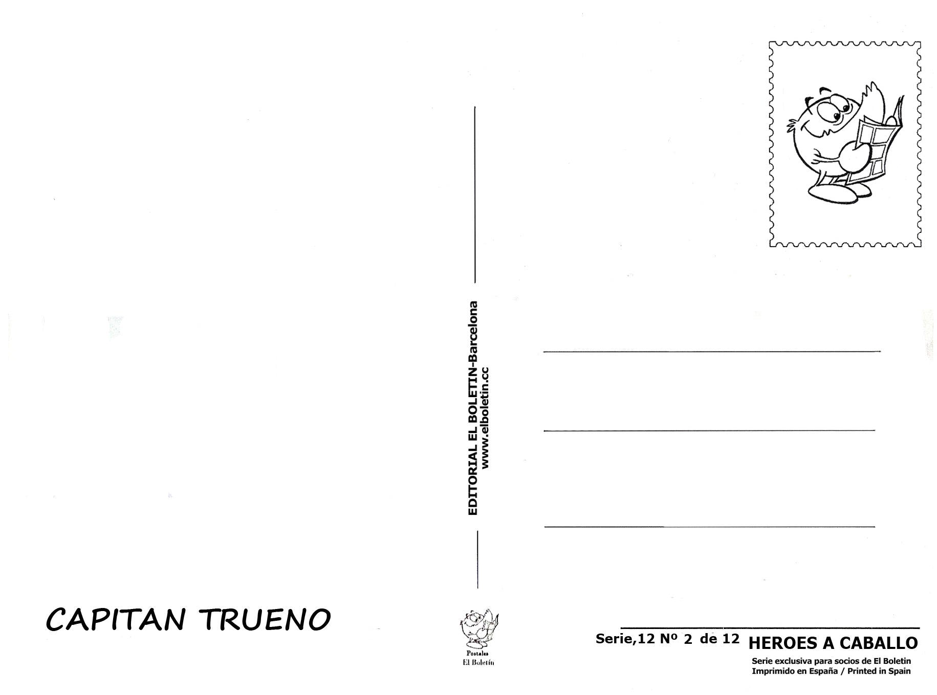 Postal / Postcard: El Boletin serie 12 numero 02: El Capitan Trueno , serie Heroes a Caballo