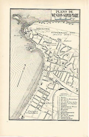 LAMINA ESPASA 1573: Plano de Weston-Super- Mare Inglaterra