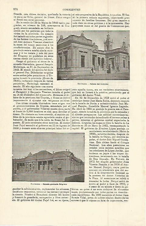 LAMINA ESPASA 15061: Palacio del Gobierno de Corrientes Argentina